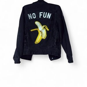 Black Denim DIY Patched and Distressed Jacket